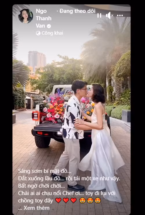 Ngô Thanh Vân rất bất ngờ trước món quà của Huy Trần.