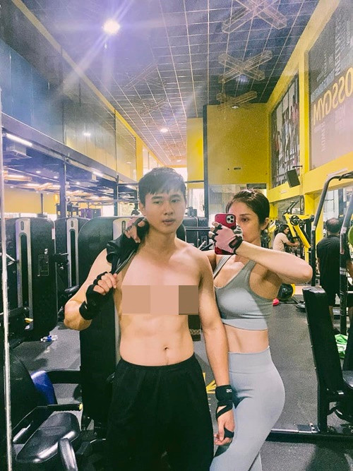 Quang Pháp đồng hành cùng Thảo Trang trong quá trình giảm cân.