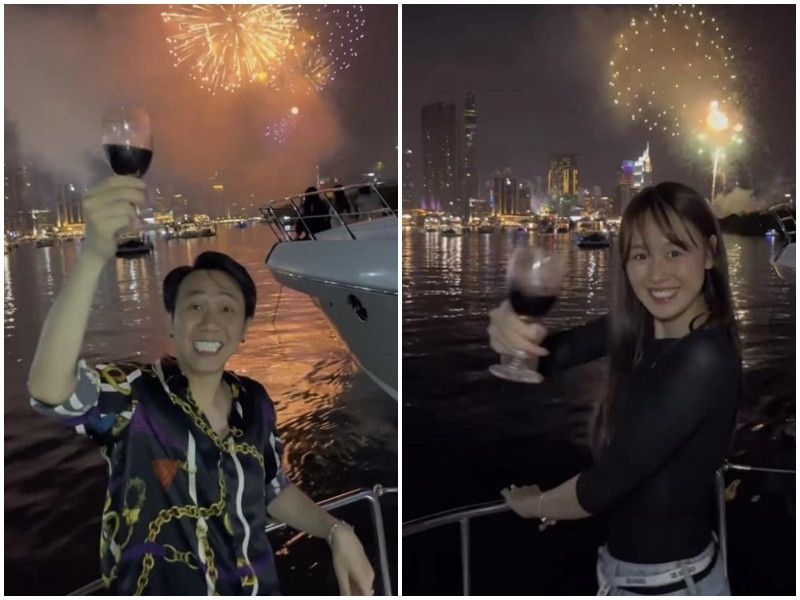 Cuối năm 2023, Anh Đức và bạn gái tin đồn lại bị soi bằng chứng cùng check-in ở cùng một địa điểm. Ảnh: Thương Hiệu và Pháp Luật.