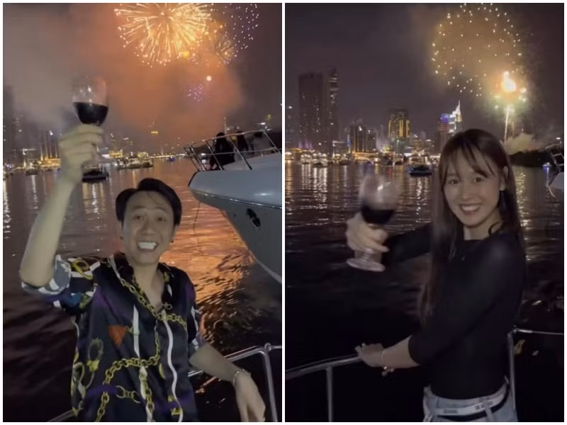 Cuối năm 2023, Anh Đức và bạn gái tin đồn lại bị soi bằng chứng cùng check-in ở cùng một địa điểm. Ảnh: Thương Hiệu và Pháp Luật.