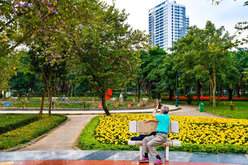 Những ngày gần đây, Công viên Cầu Giấy bỗng trở thành điểm check in với hàng chục cây hoa ban đang đua nhau khoe sắc, phong phú về chủng loại, góp mặt đủ các màu sắc như hoa ban đỏ, hoa ban tím và cả hoa ban trắng.