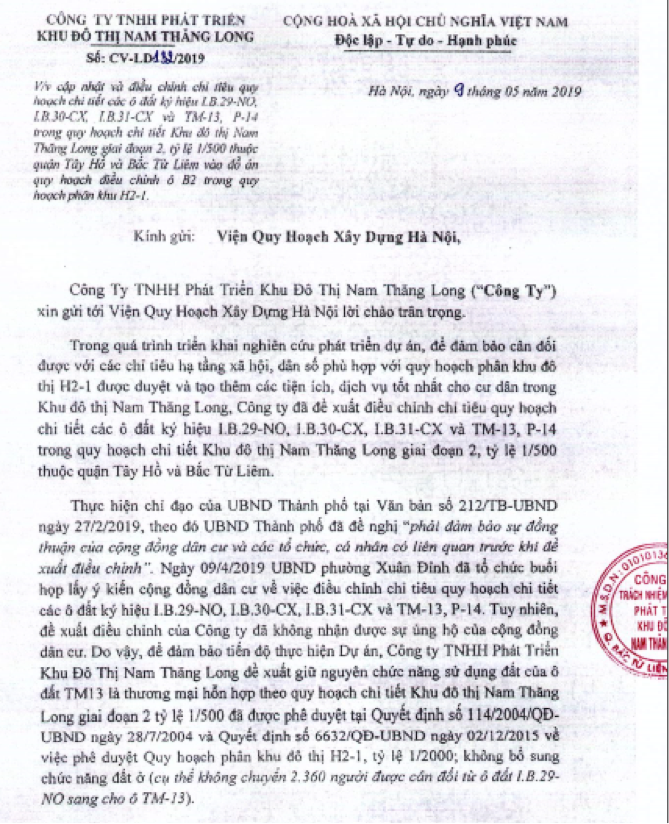 CDT Nam Thang Long co tiep thu y kien cu dan trong viec dieu chinh quy hoach KDT Ciputra?-Hinh-2