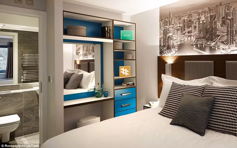 Để được ở một trong những căn phòng ký túc xá sinh viên sang trọng thế này, mỗi người phải trả 140 bảng Anh/1 tuần (tương đương với 5 triệu đồng). (ảnh: Rossparry.co.uk).