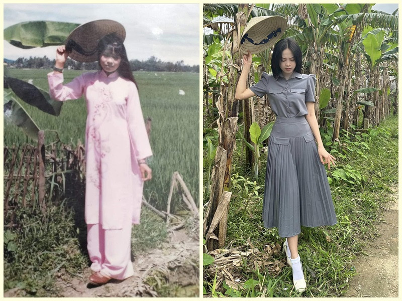 Thanh Thủy còn bắt chước cách tạo dáng của mẹ ngày còn trẻ.