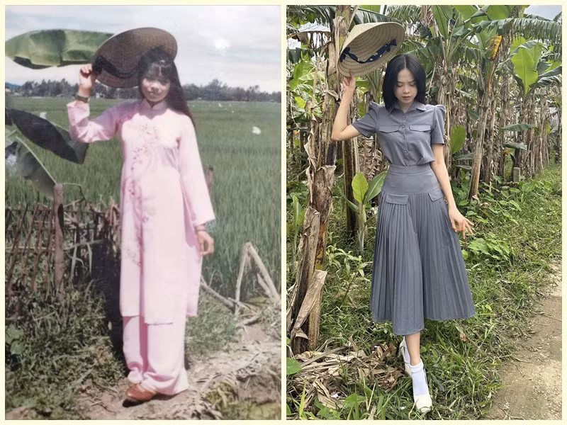 Thanh Thủy còn bắt chước cách tạo dáng của mẹ ngày còn trẻ.