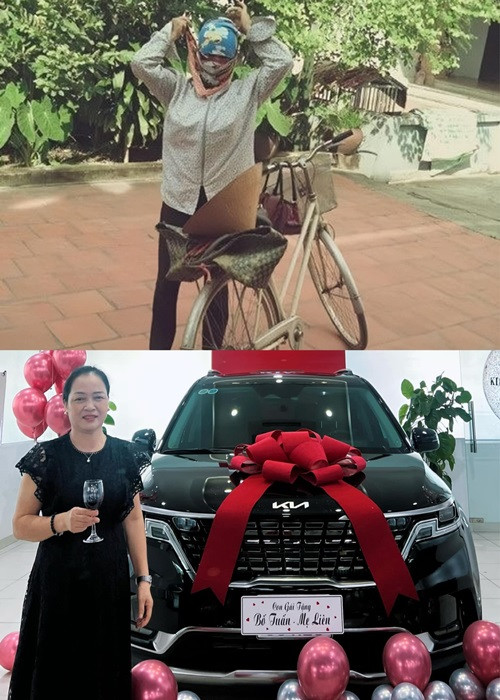 Hòa Minzy tặng bố mẹ xe hơi năm 2022. "Mẹ đã mỏi mệt nửa đời người giờ lại vất vả phụ con nom cháu để con yên tâm đi làm, nên con cả đời đền đáp công ơn bố mẹ là không đủ", nữ ca sĩ trải lòng.