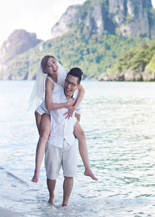 Em gái của Trấn Thành kết hôn năm 2018. Chồng của Huỳnh Mi tên Yung Man Kit. Ảnh: FBNV