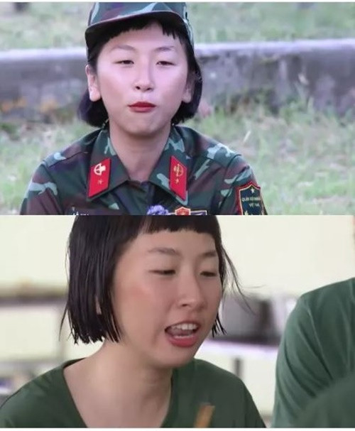 Trang Hý thì khác, cô nàng liên tục gây chú ý khi trang điểm đậm như hề.