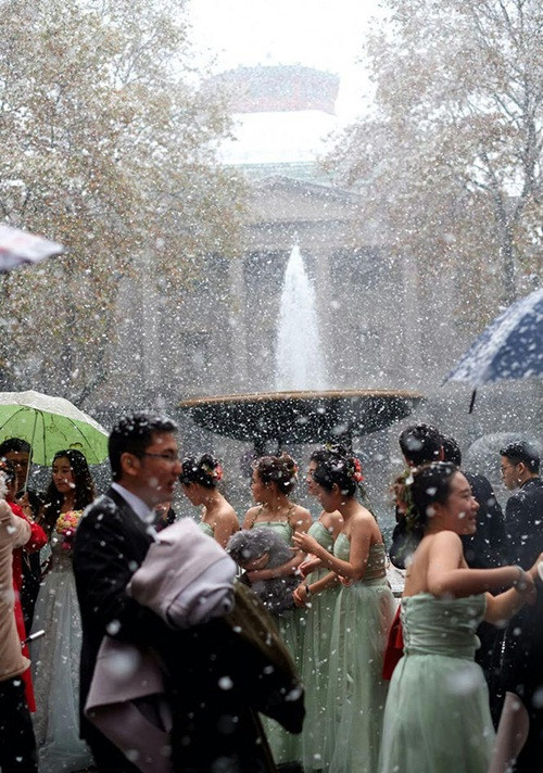 Nhìn những bức ảnh tuyết rơi trên tóc của họ, cư dân mạng bình luận: "Đây mới chính là cùng nhau cầm tay sống đến đầu bạc này".