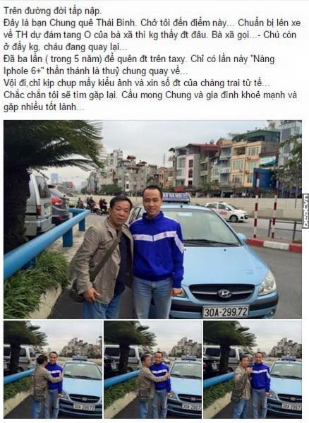 Tài xế taxi tốt bụng trả lại iPhone 6 Plus cho người khách bị mất.