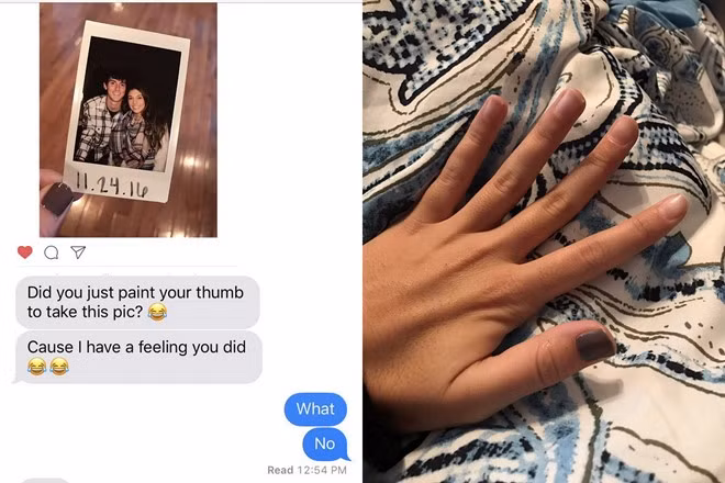 Rileyelaine15 dường như đã tìm được người thấu hiểu mình đến tận "chân tơ kẽ tóc" khi anh chàng có thể đoán chính xác việccô chỉ sơn ngón tay cái để chụp ảnh gửi cho anh. Câu chuyện hài hước của đôi trẻ nhận được hơn 73.000 like (thích) và 38.000 chia sẻ.