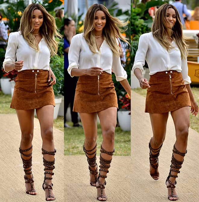 Nổi tiếng là một trong những sao nữ sở hữu đôi chân dài nhất, Ciara không thể không có sandal chiến binh trong tủ đồ. Ảnh: Getty