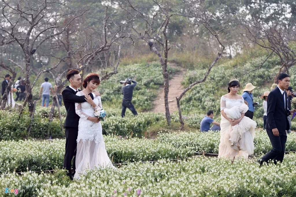 Nhiều đôi uyên ương cho biết nơi càng tập trung đông người, ảnh càng xấu. Tuy nhiên do trót mua vé vào cửa nên họ vẫn cố gắng tạo dáng, có sản phẩm mang về.