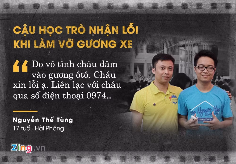 Tối 11/11, ảnh chụp mảnh giấy ghi lời xin lỗi của Nguyễn Thế Tùng dán trên kính ôtô được nhiều diễn đàn chia sẻ. Hành động này khiến chủ xe xúc động, coi đó như món quà ý nghĩa. Ảnh: Hữu Chung.