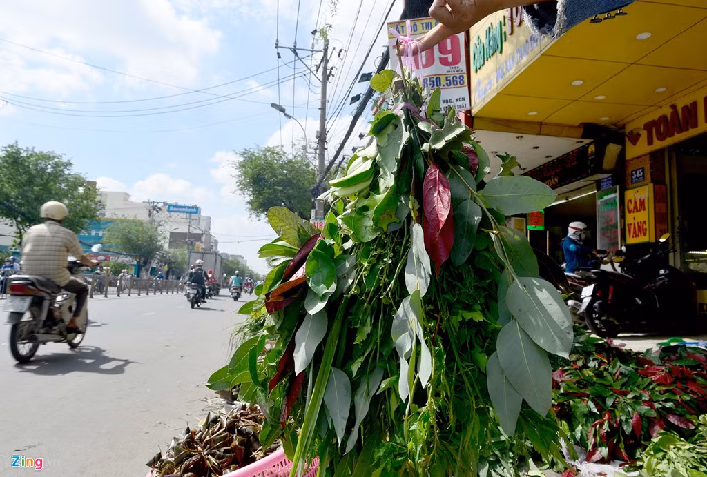 Mỗi bó có một số loại cây lá như xương rồng, khuynh diệp, sả, lá tràm, lá lốt, bạch đàn, bưởi... Chị Điệp, một người bán loại mặt hàng này cho biết, trước ngày 5/5 âm lịch một tuần chị đã liên hệ mối quen ở các tỉnh miền Tây, huyện Củ Chi (TP HCM) để tìm hàng.