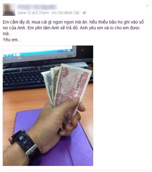  Đặt tiền dặn dò: Thiếu em cứ ghi nợ cho anh. (Ảnh: FB)