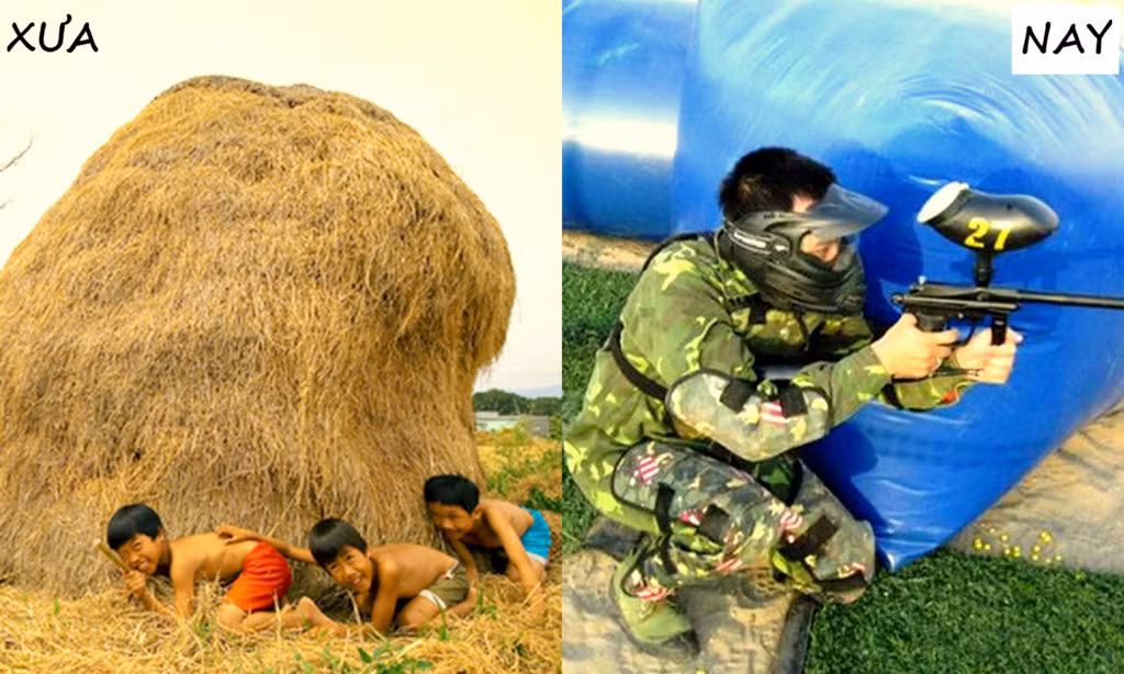 Cách chơi của trò súng bắn sơn (du nhập vào Việt Nam từ khoảng năm 2012) có một số nét tương đồng trò trốn tìm.