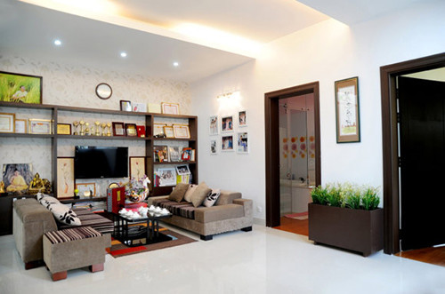 Ngoài phòng ngủ của hai vợ chồng và con gái Quyền Linh là góc sinh hoạt chung.