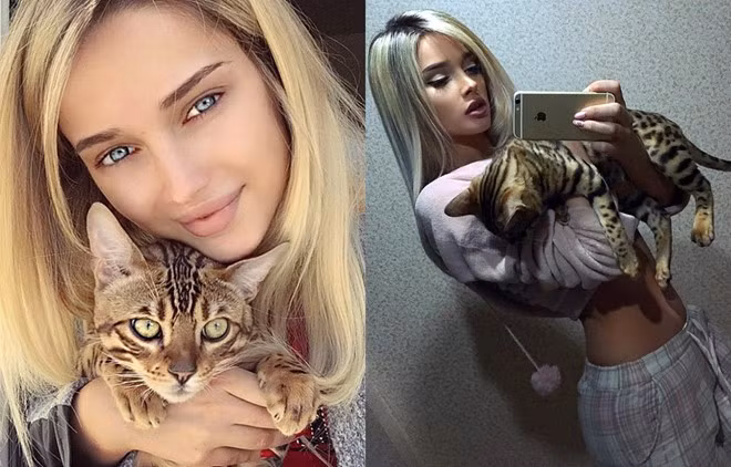 Hot girl xinh đẹp cũng thường xuyên cho chú mèo cưng “lên sóng”. Nhiều fan nam bình luận hài hước rằng muốn được thế chỗ "người bạn nhỏ".