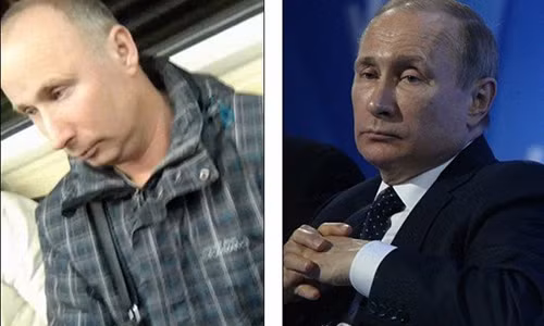 Người đàn ông có khuôn mặt giống hệt Putin (trái) và Tổng thống Vladimir Putin (phải).