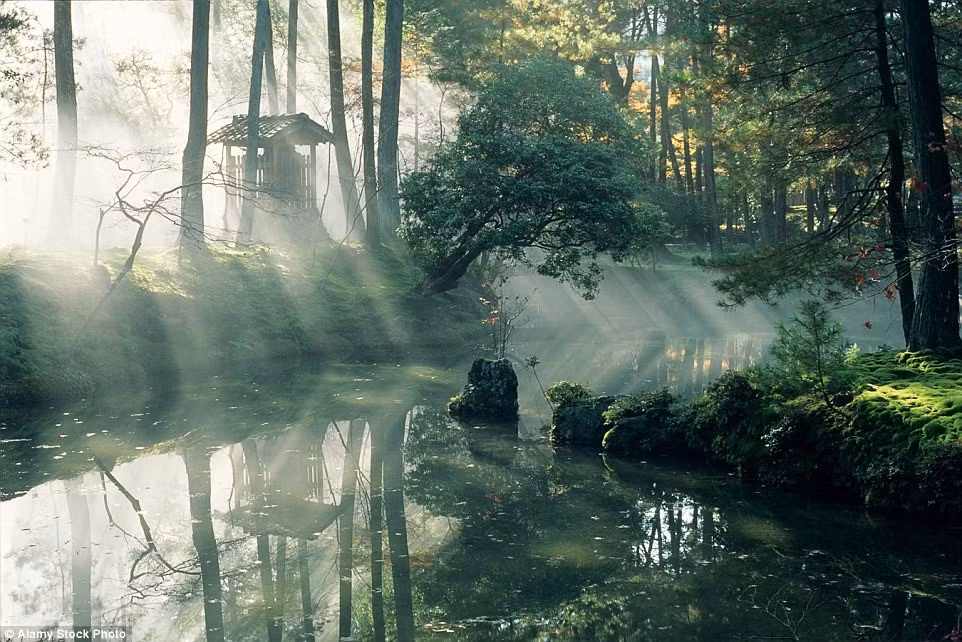 Vườn Saihō-ji, Nhật Bản: Saihō-ji trở thành đền thờ từ khoảng năm 710 tới 794 sau Công nguyên, trước đó đây là nơi ở của Hoàng tử Shotoku. Ngày nay, ngôi đền này nổi tiếng với không khí thanh tĩnh được tạo ra bởi 120 loại rêu bao phủ mặt đất. Thời gian lý tưởng để tới đây là từ giữa tháng 6 tới giữa tháng 7, khi rêu mọc dày đặc nhất, hay vào mùa thu khi lá cây chuyển màu đỏ cam rực rỡ. Để được tới đây tham quan, bạn phải viết thư và xin giấy phép từ ngôi đền trước.