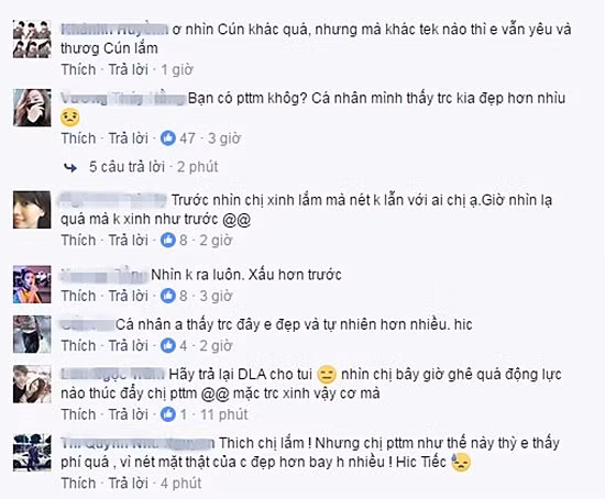 Người hâm mộ tiếc nuối cho nhan sắc ngày trước của người đẹp.