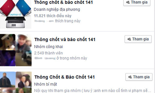 Trên Facebook xuất hiện nhiều trang Facebook thông báo địa điểm hoạt động của lực lượng 141 nhằm giúp các thành viên đối phó tránh vi phạm.