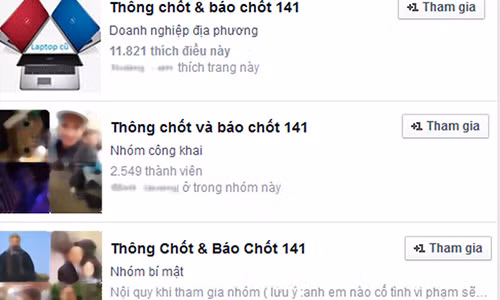 Trên Facebook xuất hiện nhiều trang Facebook thông báo địa điểm hoạt động của lực lượng 141 nhằm giúp các thành viên đối phó tránh vi phạm.