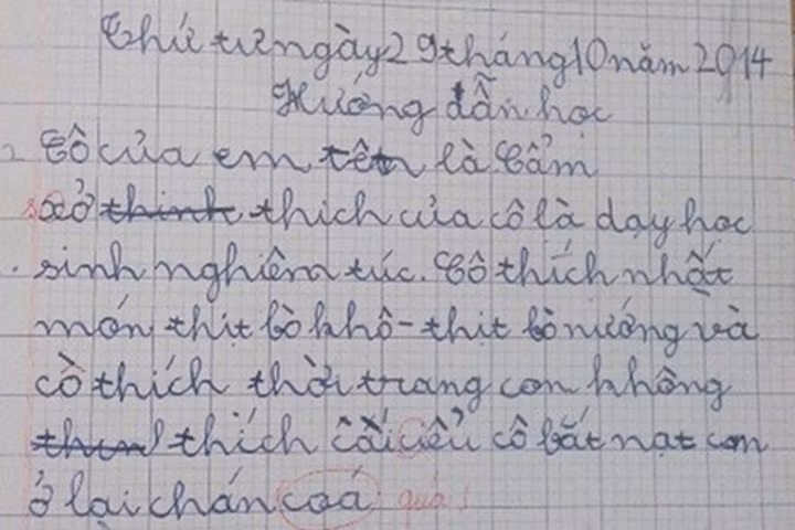 Có lẽ vì con không nghiêm túc khiến cô Cẩm buồn, cô Cẩm đành ăn bò nướng, bò khô cho đỡ buồn vậy.
