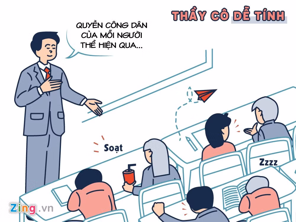 Giáo viên dễ tính thường "nhắm mắt cho qua" những trò nghịch ngợm của học sinh.