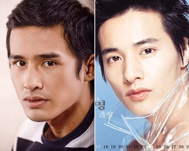 Bức ảnh so sánh cho thấy Lương Thế Thành và nam diễn viên Trái tim mùa thu giống hai anh em.