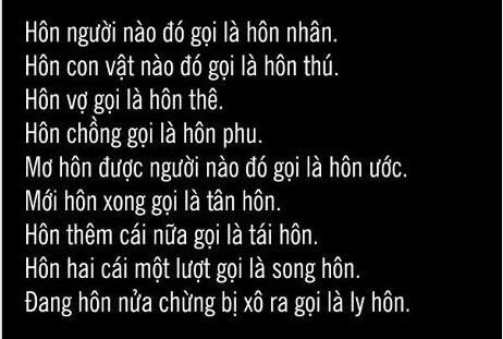 Định nghĩa hài hước về hôn.