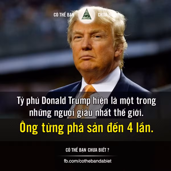 Ứng viên Tổng thống Mỹ - Donald Trump trở thành một trong những người giàu nhất thế giới sau 4 lần từng phá sản.