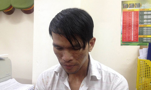 Đối tượng Dũng tại cơ quan công an.