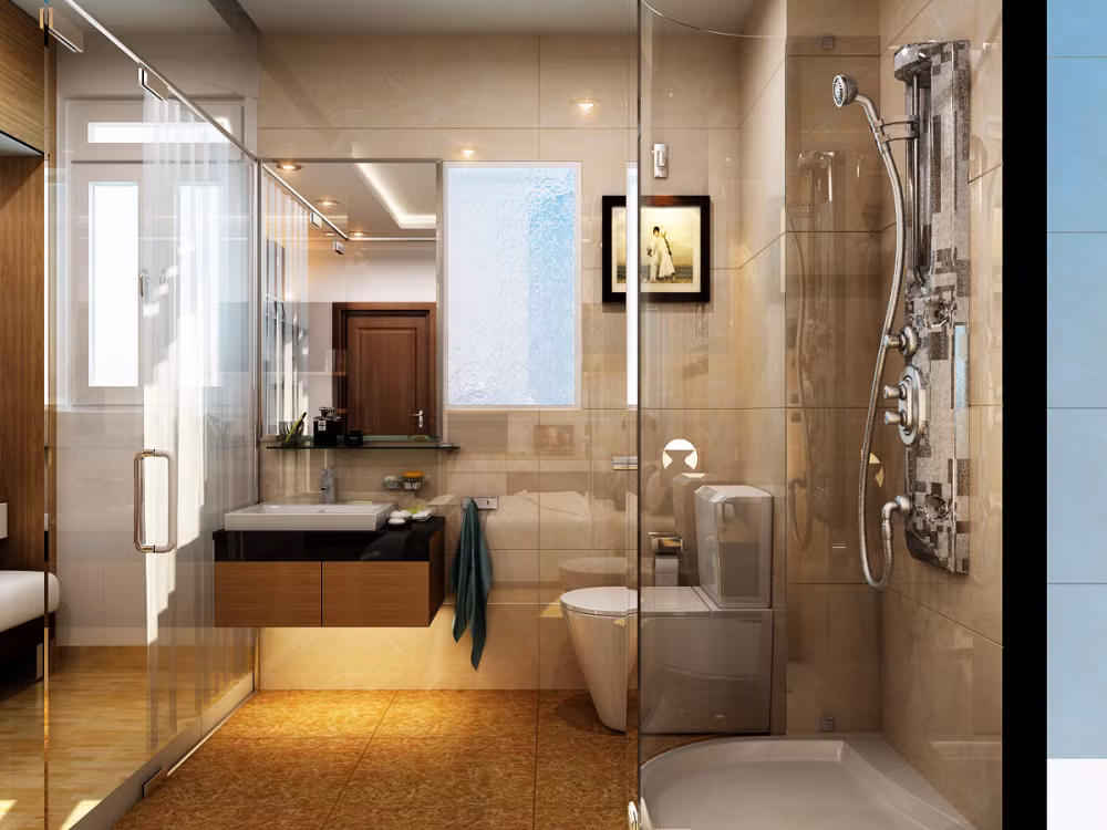 Nhà vệ sinh được sử dụng các vật dụng đắt tiền cũng như tốt nhất.