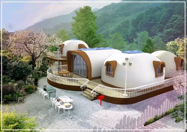 Mẫu nhà vòm này được đặt tên là Japan Dome House - được tạo thành từ các vật liệu siêu nhẹ nhưng siêu bền, dễ lắp đặt và có thể sử dụng ngay lập tức. Ngôi nhà có chế độ tự điều hòa nhiệt độ, giúp không khí luôn lưu thông, “đông ấm hè mát”, rất tiện nghi cho người ở. Ngoài ra, sau một thời gian dài sinh sống, chủ nhân có thể “tháo lắp” ngôi nhà theo ý thích để tạo ra không gian mới phù hợp hơn.