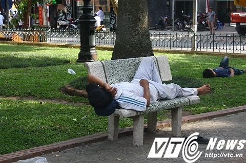 Nhiều người chọn cho mình những ghế đá trong công viên hay vườn hoa để nghỉ trưa.