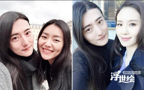 Chương Nguyên Nhất chụp ảnh tự sướng thân thiết bên siêu mẫu Lưu Văn/Liu Wen (trái) và Lưu Thi Thi (phải).