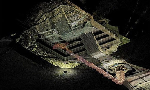 Đồ họa cho thấy con đường hầm có lẽ dẫn đến một ngôi mộ hoàng tộc ở Teotihuacan.