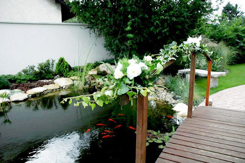 Chiếc cầu Trường Tiền này chị Thảo cũng đích thân đặt từ Huế và đưa sang. Đây là góc vườn thân yêu nhất vì mỗi khi ngắm chiếc cầu bên khóm trúc, nỗi nhớ quê hương sẽ vơi bớt một phần nào.