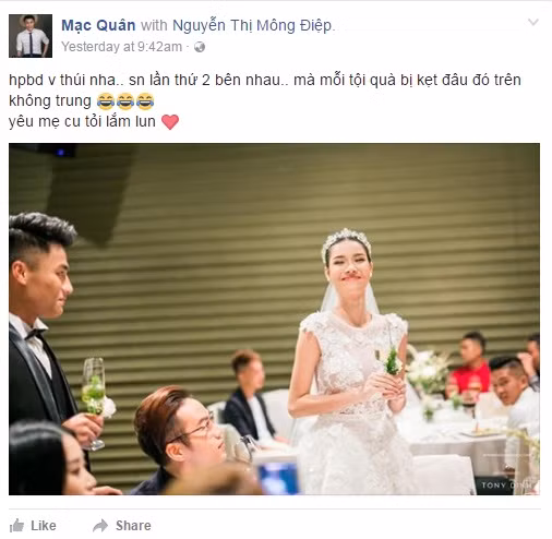 Mạc Hồng Quân chúc mừng sinh nhật bà xã.