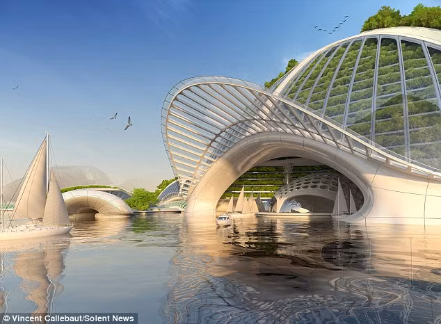 Lối vào của một tòa nhà trông giống như một hang động.