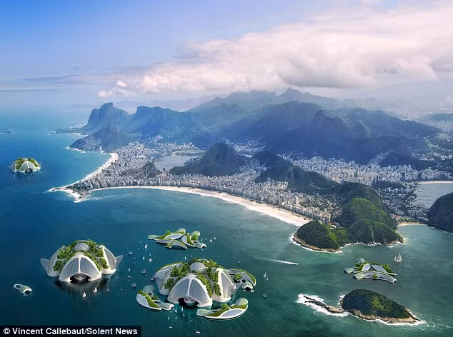 Các tòa nhà được thiết kế với kiến trúc hình sứa. Lối vào của tòa nhà và bến tàu thuyền nằm trên mặt nước, trong khi kiến trúc xoắn ốc dài 1.000m nằm dưới mặt nước.