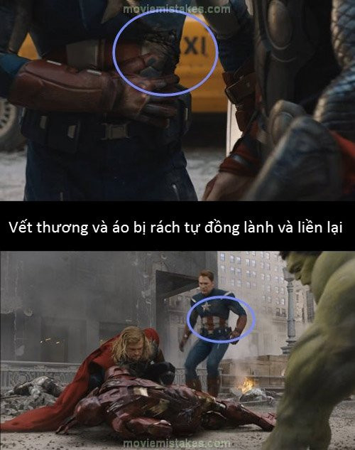 The AvengersSiêu bom tấn với sự xuất hiện của nhiều siêu anh hùng cũng không tránh khỏi ngoại lệ "dính sạn".
