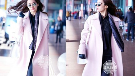 Lưu Diệc Phi xuất hiện tại sân bay với gout thời trang cá tính, sành điệu.