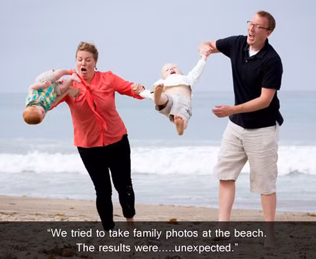 Đôi khi, chúng tôi cũng muốn thực hiện một bức ảnh gia đình bên bãi biển đẹp và lãng mạn như bao người. Thế nhưng, kết quả lại còn trên cả mong đợi..