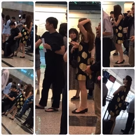 Ngay sau đó, cư dân mạng chia sẻ hình ảnh Hồ Ngọc Hà cùng đại gia kim cương đang làm thủ tục tại một sân bay ở Singapore. Lúc này, vợ Chu Đăng Khoa bắt đầu lên tiếng trên trang cá nhân: "Sắp đạt được thôi em, chịu khó ủ mưu thêm đi, đỏ chưa phải là chín đâu. Chị nhịn cũng mức vừa phải thôi. Chị hiền nhưng đừng làm phiền tới chị, cảnh cáo lần đầu!"