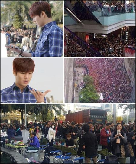 Khi tới Trung Quốc ghi hình quảng cáo, Lee Min Ho bị hàng nghìn fan bủa vây. Thậm chí một nhân viên trong ê kíp chương trình hôm đó còn tiết lộ, Lee Min Ho khi ấy cố gắng vào nhà vệ sinh của sân bay để "giải quyết nỗi buồn", nhưng vì độ cuồng nhiệt của người hâm mộ quá lớn, cuối cùng tài tử này phải gọi cảnh sát giúp đỡ mới có thể làm cái việc mà ai cũng được làm.