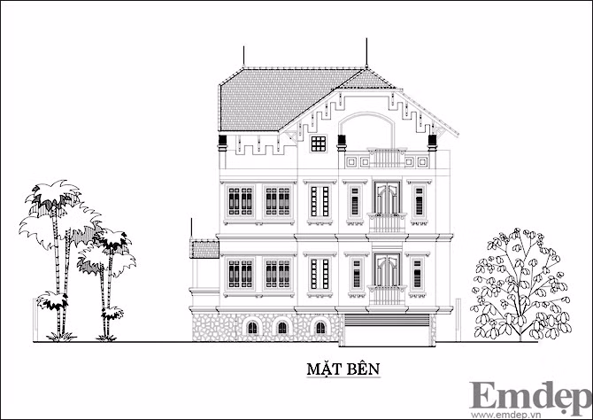 Mặt bên cũng được KTS thiết kế ấn tượng, đẹp mắt.
