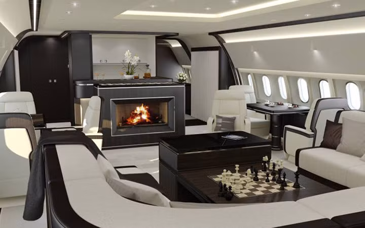 Trên chuyên cơ của các tỷ phú, có đầy đủ nội thất "xịn" như tại tư gia.